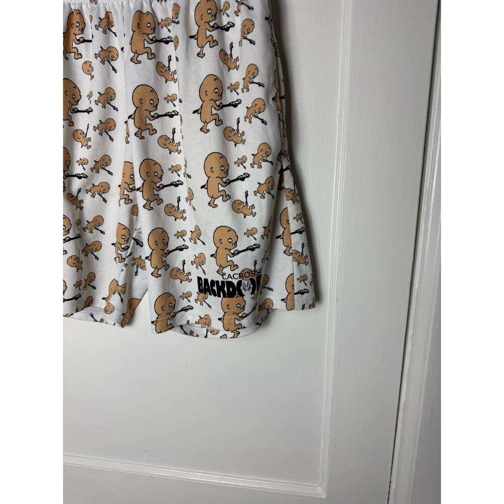 Lacrosse Backdoor Shorts Men's Small White Graphic Baby Novelty Print Loose Fit - Picture 2 of 7